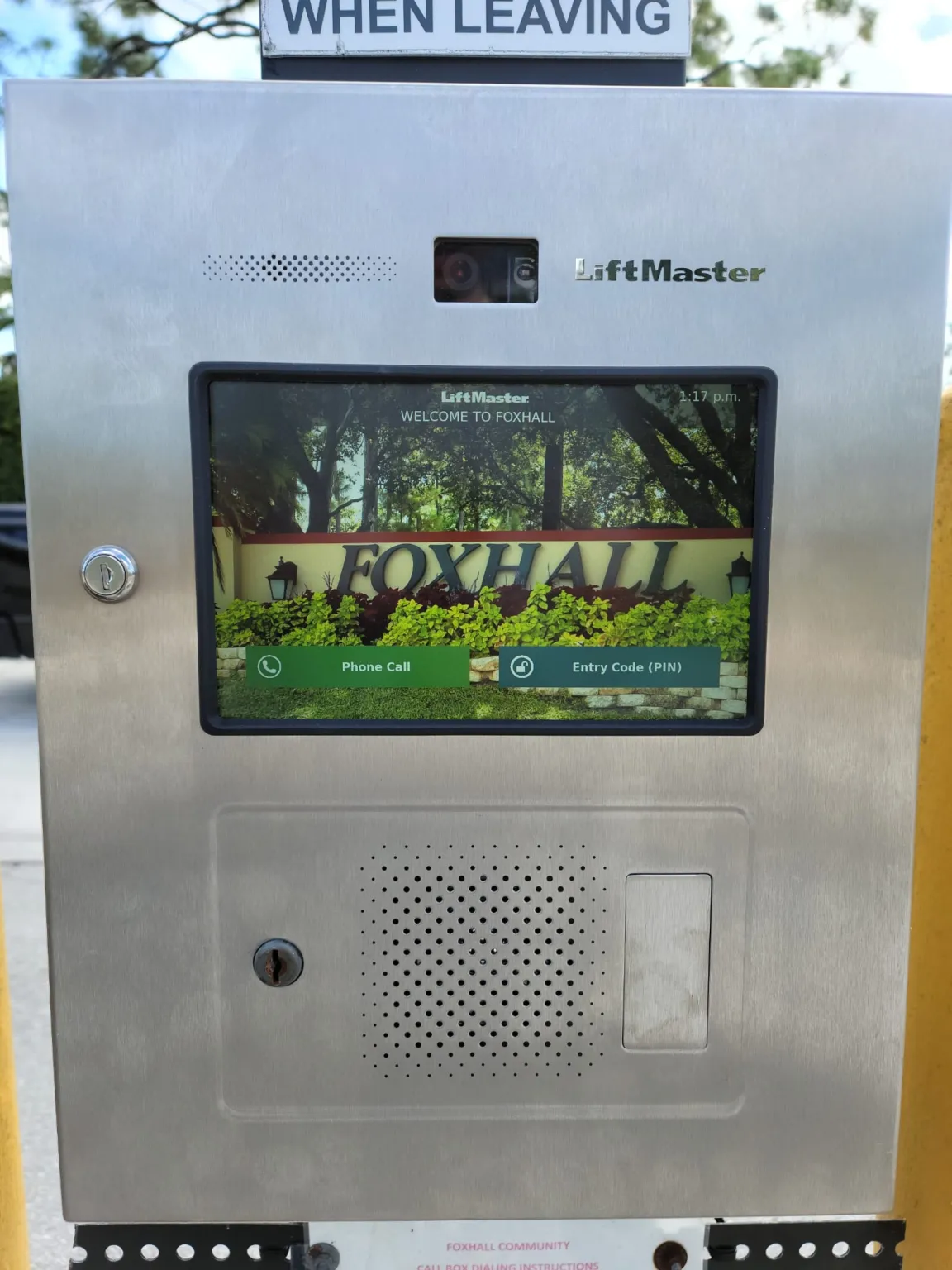 LiftMaster video entry panel at a community gate